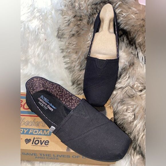 Skechers BOBS Peace & Love Black Canvas Slip-On Shoes Womens Size 9.5/39.5U wide - Picture 2 of 11